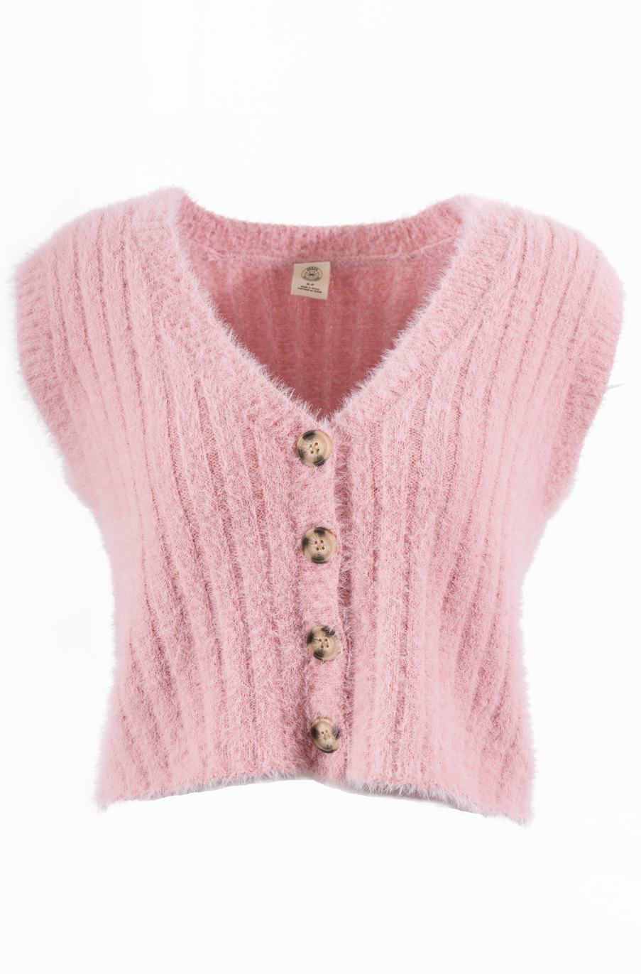 Sleeveless V Neck Short Top Cardigan